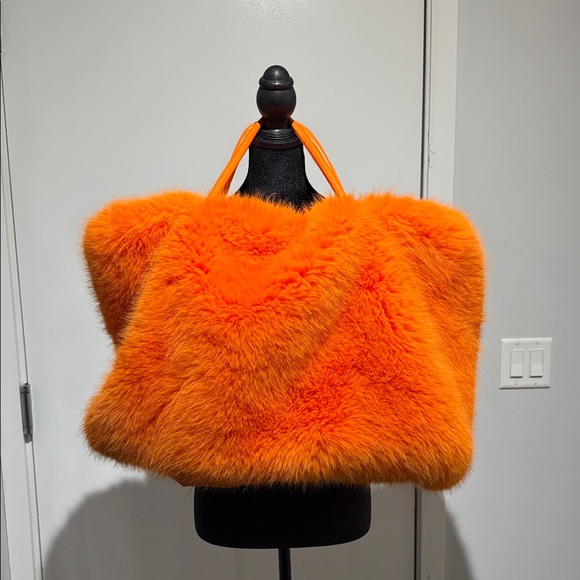 Akira Chicago Handbags - Orange Faux Fur Tote Bag - Women Bags Totes